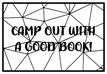 CAMP OUT WITH A GOOD BOOK! Summer Holidays Activity, Summer Holidays Coloring