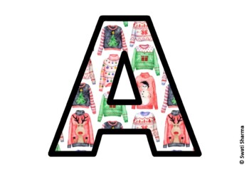 Christmas Ugly Sweater Bulletin Board Letters, Alphabet Posters