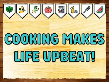 COOKING MAKES LIFE UPBEAT! Cooking Printable Bulletin Board Kit & Door Décor