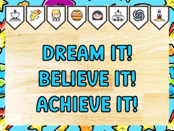 DREAM IT! BELIEVE IT! ACHIEVE IT! Universe Bulletin Board Kit & Door Décor