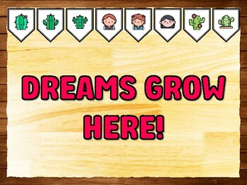 DREAMS GROW HERE! Succulents, Cactus Bulletin Board Kit & Door Décor