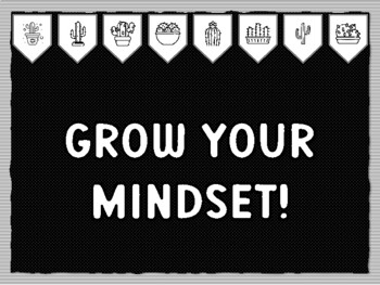 GROW YOUR MINDSET! Cactus Succulents Theme Bulletin Board Kit, Door Décor, Ca