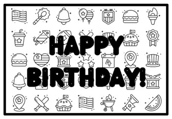 HAPPY BIRTHDAY! Fourth of July Activity, Patriotic Coloring Pages