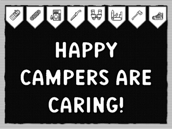 HAPPY CAMPERS ARE CARING! Camping Theme Bulletin Board Kit, Door Décor, Campi