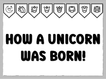 HOW A UNICORN WAS BORN! Unicorn Bulletin Board Kit, Ready to print Unicorn Clas