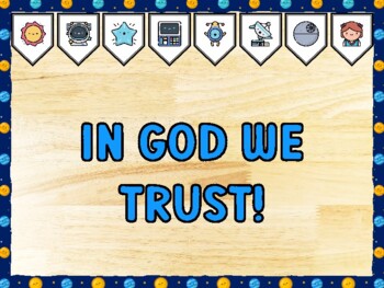 IN GOD WE TRUST! Galaxy Bulletin Board Kit & Door Décor