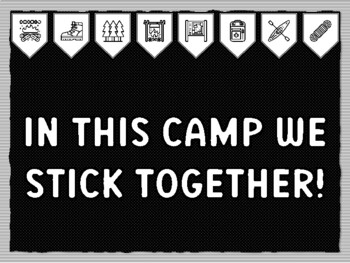 IN THIS CAMP WE STICK TOGETHER! Camping Theme Bulletin Board Kit, Door Décor,