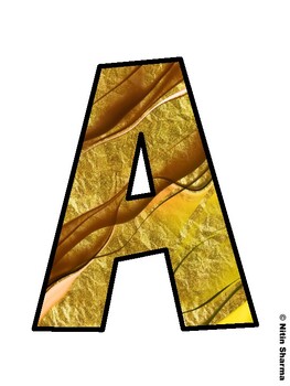 Ink Gold Glitter Fall Bulletin Board Letters, Fall Hallway Display Letters, F