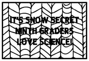 IT'S SNOW SECRET NINTH GRADERS LOVE SCIENCE! Ninth Grade Back to School Activ