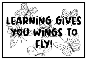 LEARNING GIVES YOU WINGS TO FLY!, Butterfly Coloring Pages