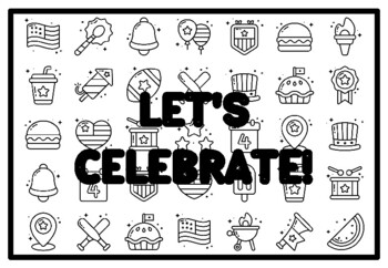 LET'S CELEBRATE! Fourth of July Activity, Patriotic Coloring Pages