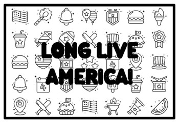 LONG LIVE AMERICA! Fourth of July Activity, Patriotic Coloring Pages
