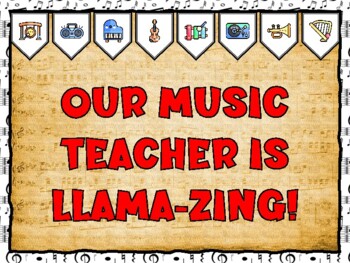 Music Bulletin Board Kit & Door Décor, OUR MUSIC TEACHER IS LLAMA-ZING!