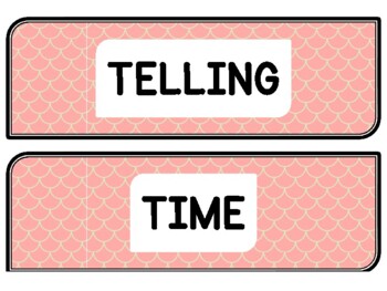 Ocean, Mermaid Clock Labels for Telling Time #14Sheet Size: 8.5 by 11 inch