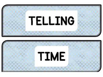 Ocean, Mermaid Clock Labels for Telling Time #52Sheet Size: 8.5 by 11 inch