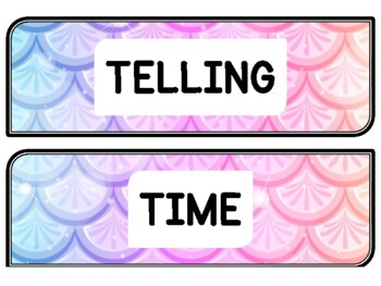 Ocean, Mermaid Clock Labels for Telling Time #7Sheet Size: 8.5 by 11 inch