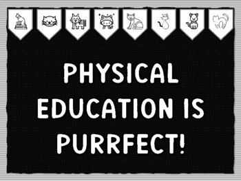 PHYSICAL EDUCATION IS PURRFECT! Cat Theme Bulletin Board Kit, Door Décor, Cat