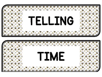 Spring, Bugs, Bee Clock Labels for Telling Time #15Sheet Size: 8.5 by 11 inch