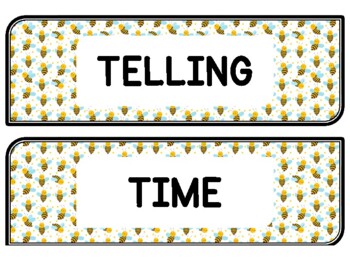Spring, Bugs, Bee Clock Labels for Telling Time #18Sheet Size: 8.5 by 11 inch