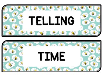Spring, Bugs, Bee Clock Labels for Telling Time #9Sheet Size: 8.5 by 11 inch