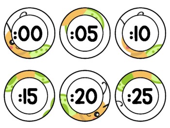 Spring, Bugs, Butterflies Clock Labels for Telling Time #1Sheet Size: 8.5