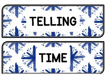 Tie And Dye Clock Labels for Telling Time #107Sheet Size: 8.5 by 11 inch