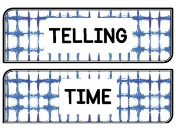 Tie And Dye Clock Labels for Telling Time #21Sheet Size: 8.5 by 11 inch