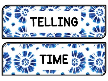 Tie And Dye Clock Labels for Telling Time #3Sheet Size: 8.5 by 11 inch