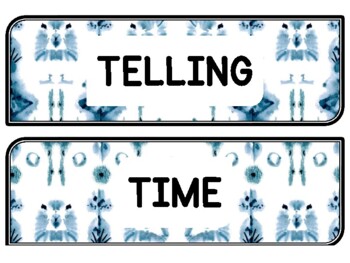 Tie And Dye Clock Labels for Telling Time #52Sheet Size: 8.5 by 11 inch