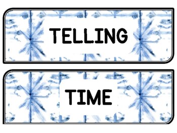 Tie And Dye Clock Labels for Telling Time #54Sheet Size: 8.5 by 11 inch