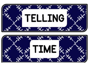 Tie And Dye Clock Labels for Telling Time #60Sheet Size: 8.5 by 11 inch