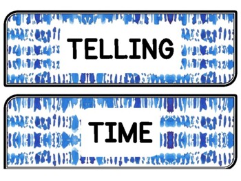 Tie And Dye Clock Labels for Telling Time #80Sheet Size: 8.5 by 11 inch