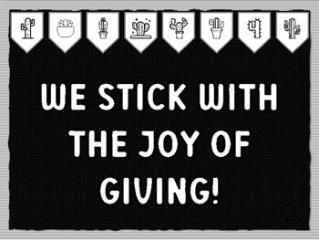 WE STICK WITH THE JOY OF GIVING! Cactus Succulents Theme Bulletin Board Kit,