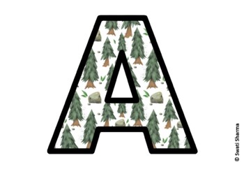 Winter Fir Trees Bulletin Board Letters, Alphabet Posters, Winter Classroom