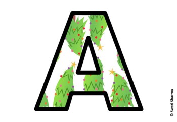 Winter Fir Trees Bulletin Board Letters, Alphabet Posters, Winter Classroom