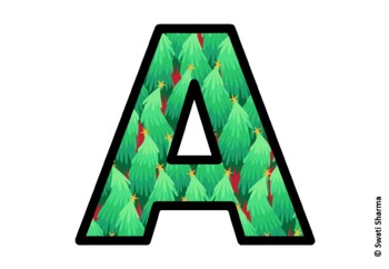 Winter Fir Trees Bulletin Board Letters, Alphabet Posters, Winter Classroom