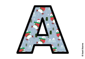 Winter Polar Bear Bulletin Board Letters, Alphabet Posters