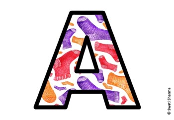 Winter Socks Bulletin Board Letters, Alphabet Posters, Winter Classroom
