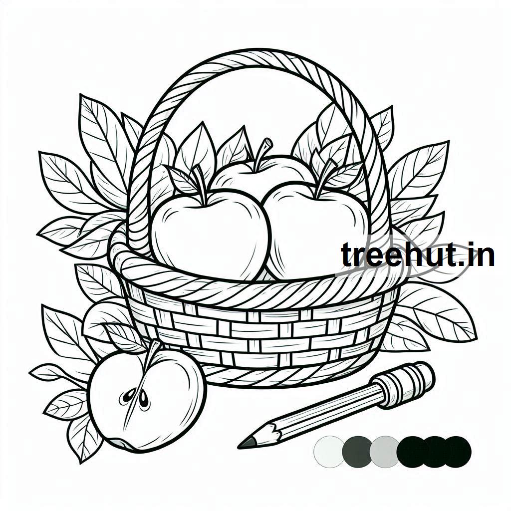 Apple Harvest Basket Coloring Pages