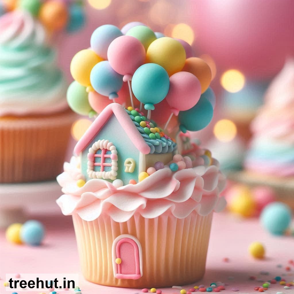 Balloon House Cupcake Decoration Ideas for Cafés and Mini Cake Displays, Mini Cake Ideas