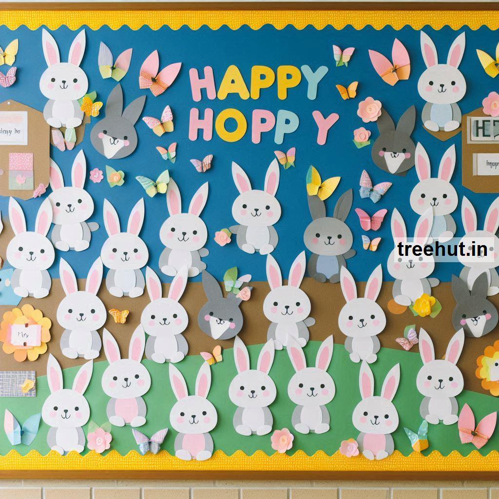 Bunny Bulletin Board Ideas, Door Decor, Hallway Display and Bunny Classroom Games and Activities in Elementary School