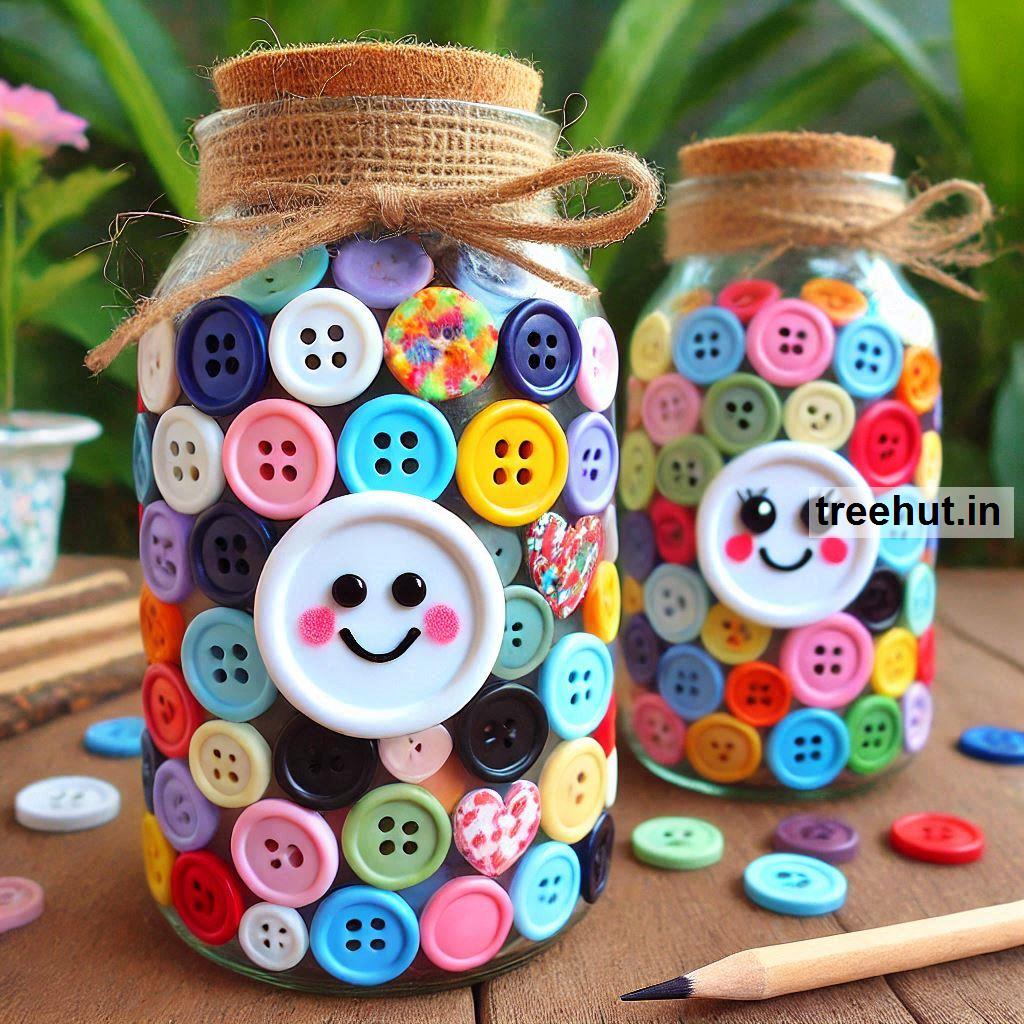 Button Bottle Decoration Ideas, Bottle Craft Ideas
