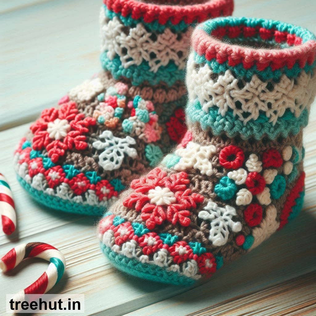 Christmas Crochet Baby Socks Ideas patterns and how to make them, Christmas Crochet Ideas
