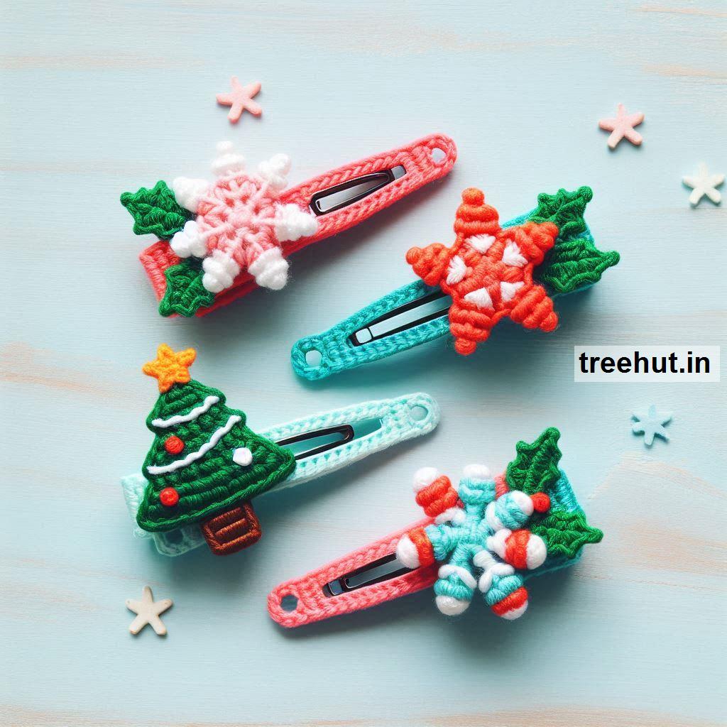 Christmas Crochet Hair Clip Ideas for Selling or Gift Ideas