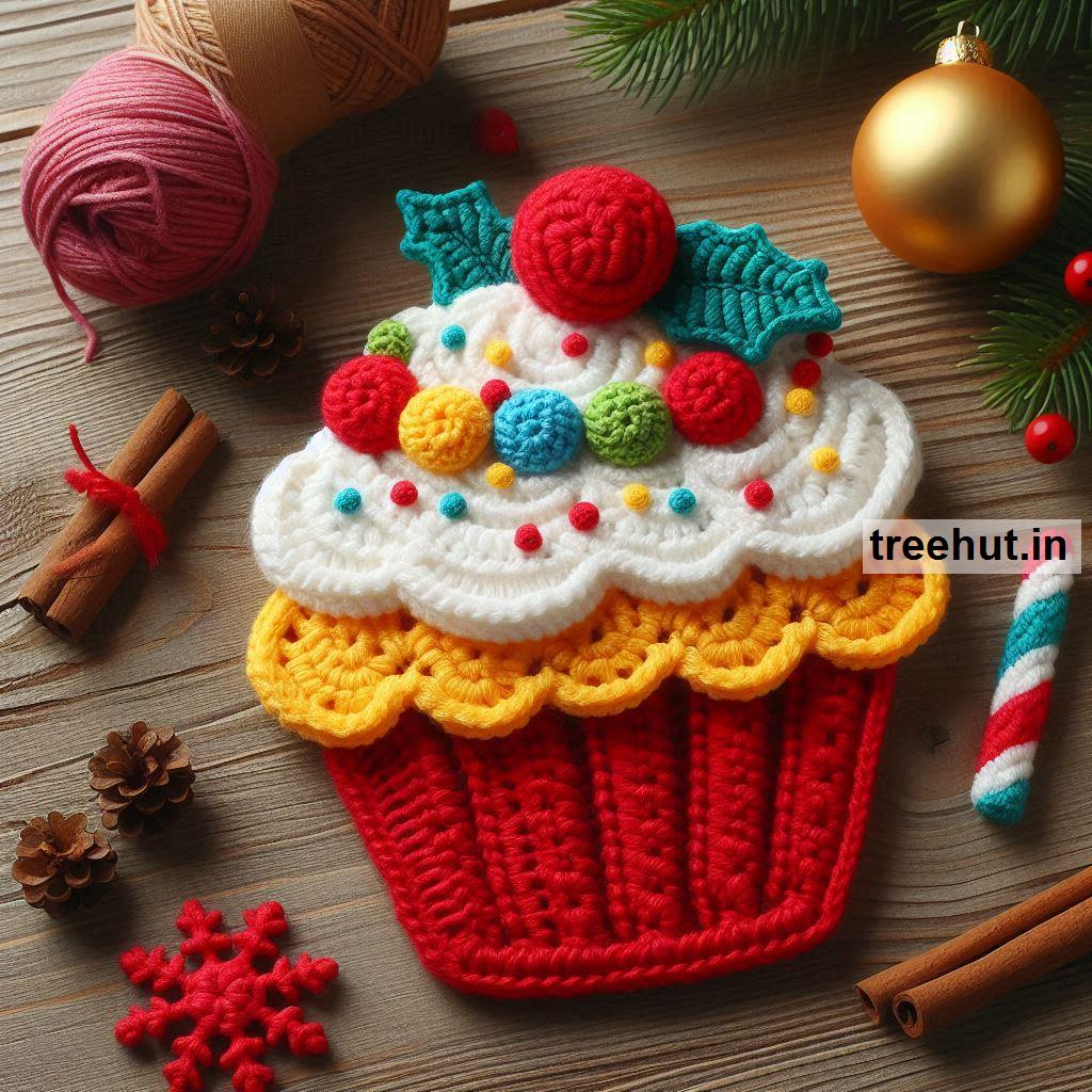 Christmas Cupcake Crochet Ideas for Decorating, Gifts or Selling