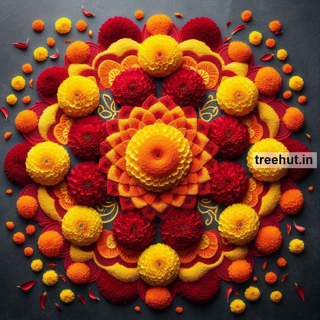 Diwali Rangoli Ideas with Flowers