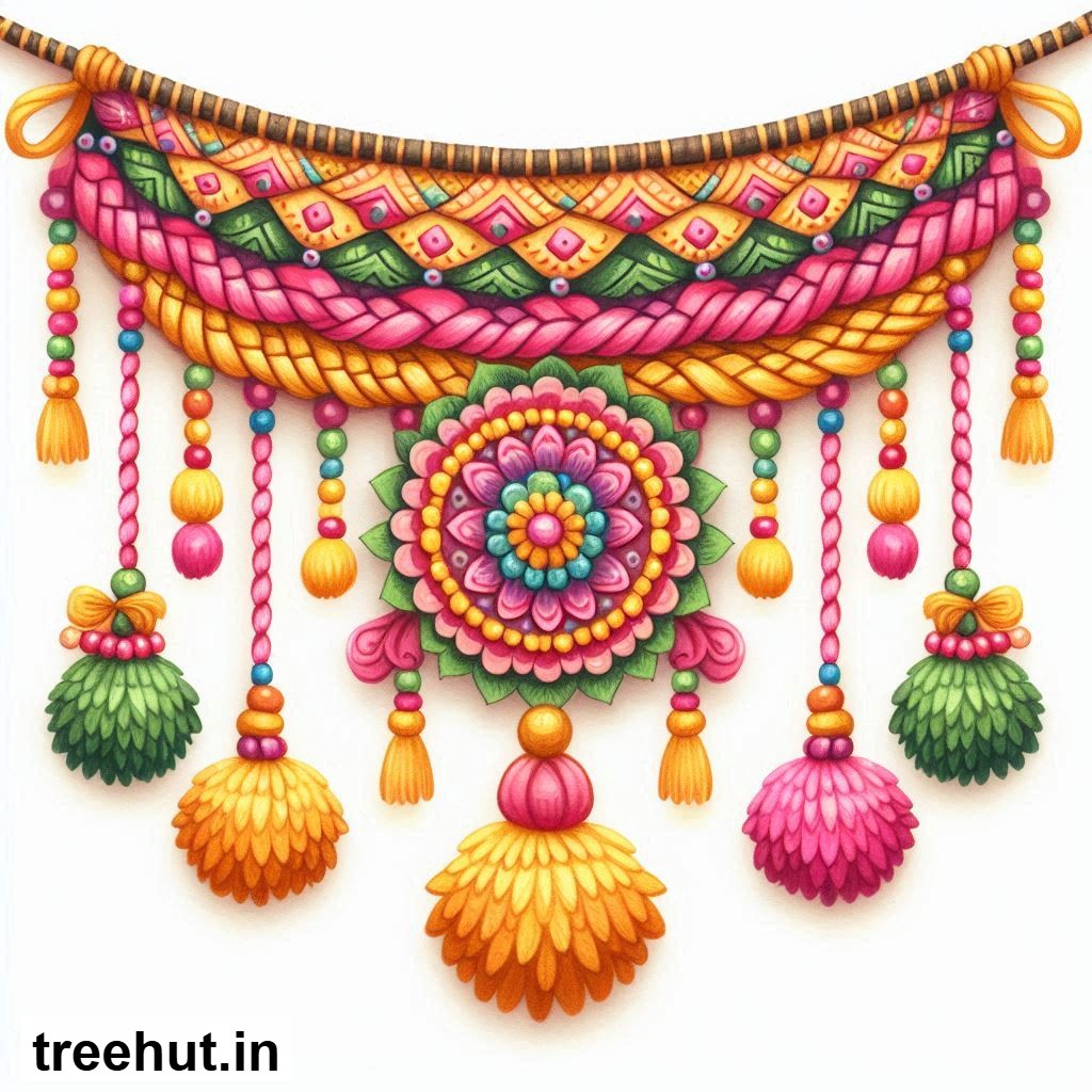 Free Colorful Toran Accent Cutout for Wall Hanging Decoration, Printables for Diwali, Navratri, Indian Festivals DIY Hindu Crafts