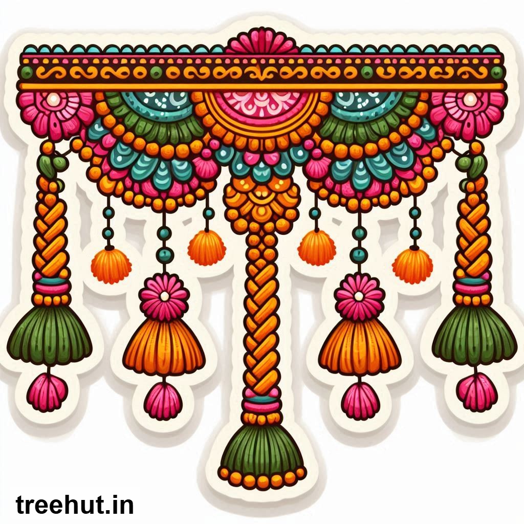Free Colorful Toran Accent Cutout for Wall Hanging Decoration, Printables for Diwali, Navratri, Indian Festivals DIY Hindu Crafts