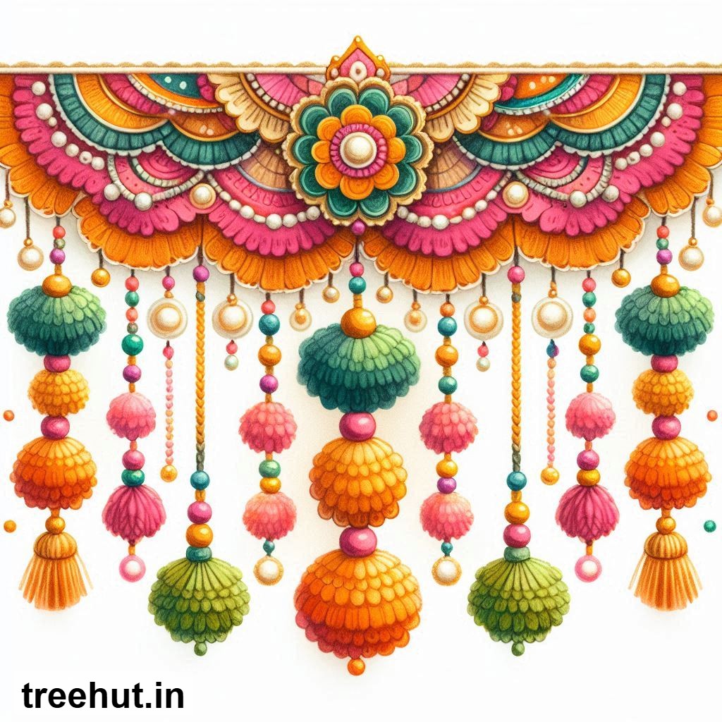 Free Colorful Toran Accent Cutout for Wall Hanging Decoration, Printables for Diwali, Navratri, Indian Festivals DIY Hindu Crafts