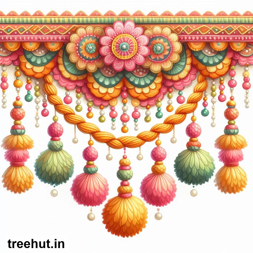 Free Colorful Toran Accent Cutout for Wall Hanging Decoration, Printables for Diwali, Navratri, Indian Festivals DIY Hindu Crafts